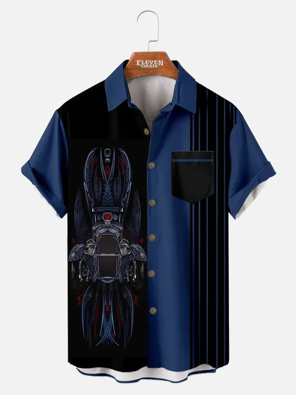 Automotive Elements Contrasting Stripe Short Sleeve Shirt sold by Eleven Oasis