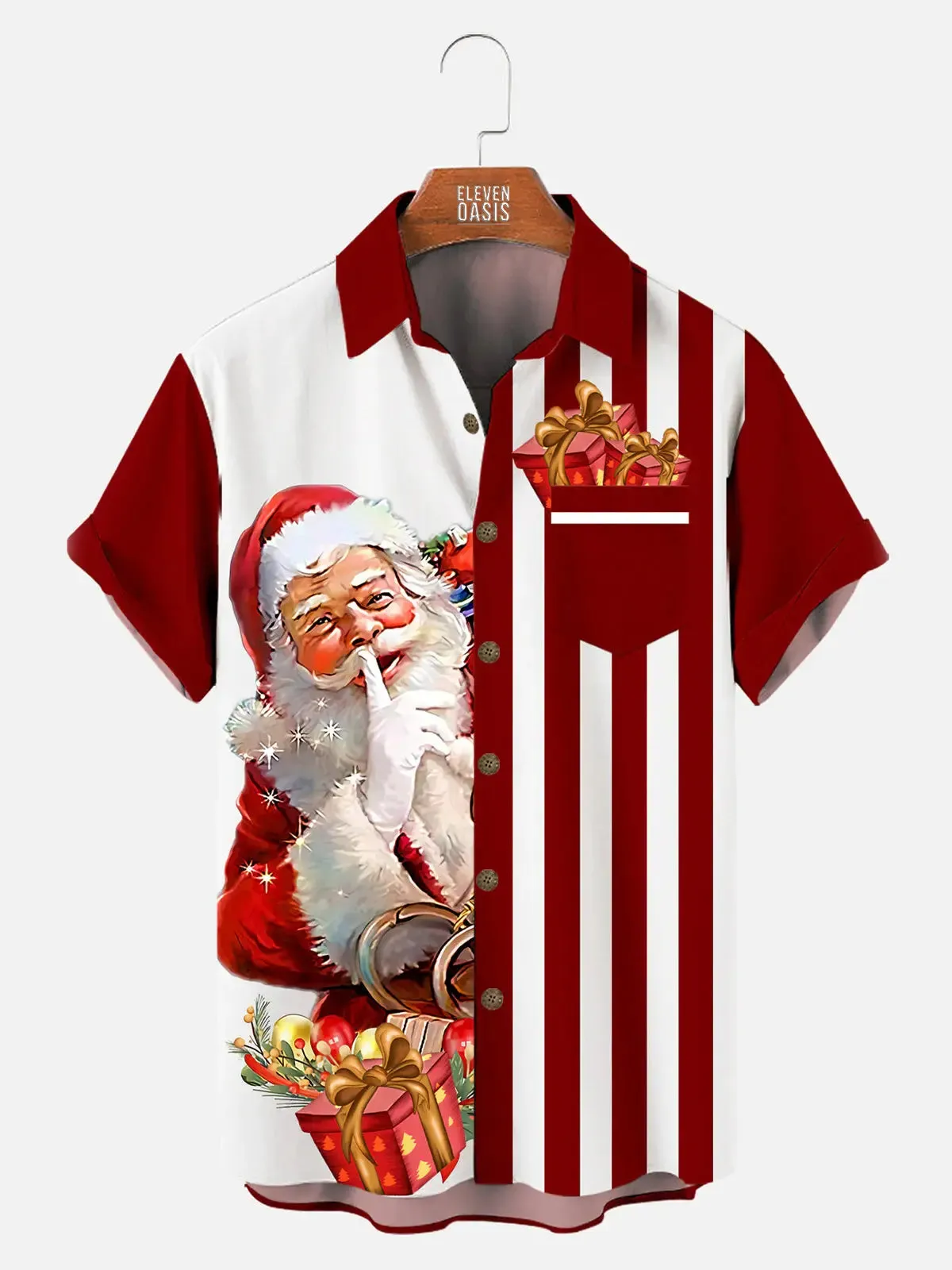 Men's Santa Presents Christmas Short Sleeve Shirt sold by Eleven Oasis