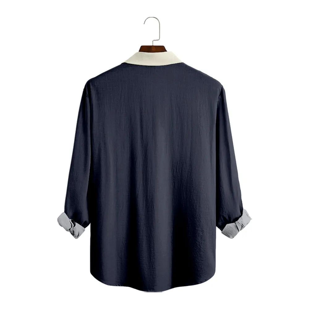 Men's Geometric Trim Panel Long Sleeve Shirt sold by Eleven Oasis product image thumbnail 2