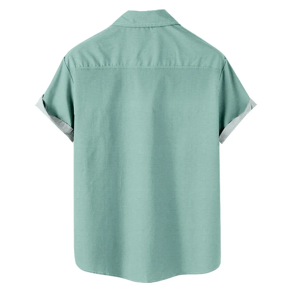 Men's Traditional Geometric Border Short Sleeve Shirt sold by Eleven Oasis product image thumbnail 2