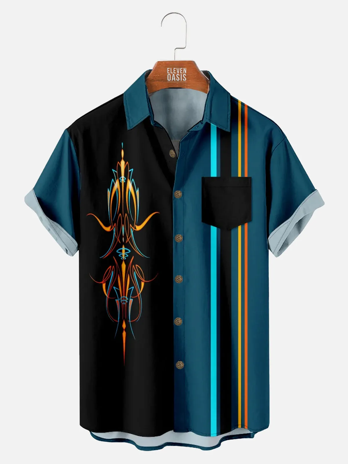 Men's Automotive Pinstripe Short Sleeve Shirt sold by Eleven Oasis