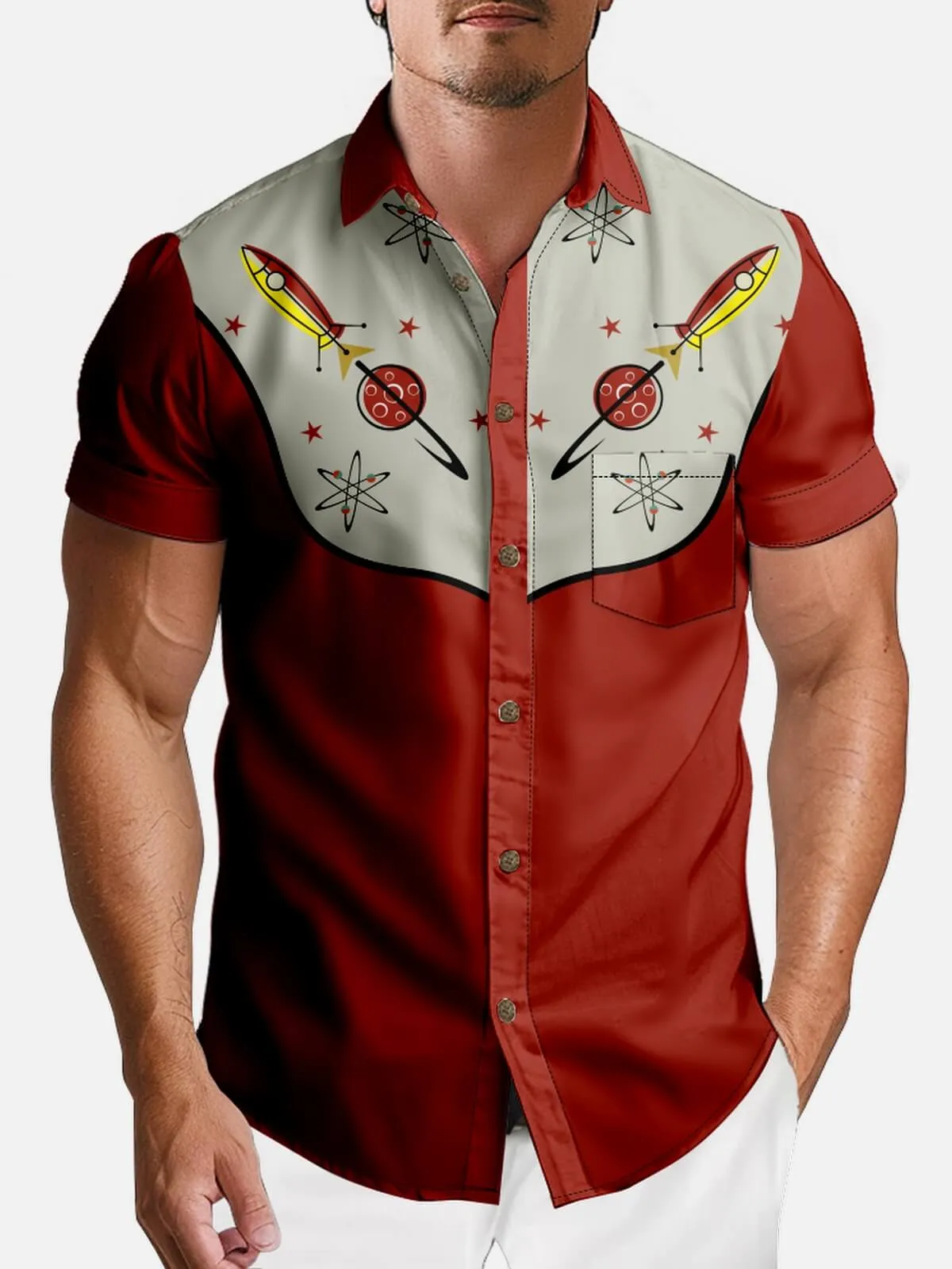 Men's Cowboy Western Spaceship Short Sleeve Shirt sold by Eleven Oasis product image thumbnail 3