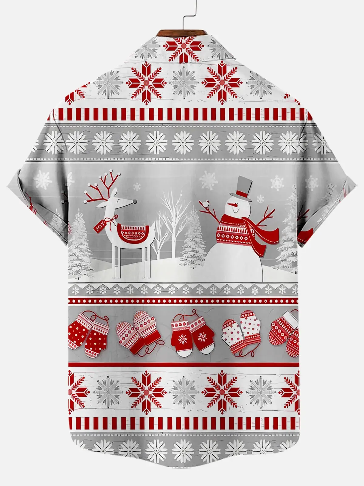 Men's Winter Joy Snowman & Reindeer Christmas Short Sleeve Shirt sold by Eleven Oasis product image thumbnail 2