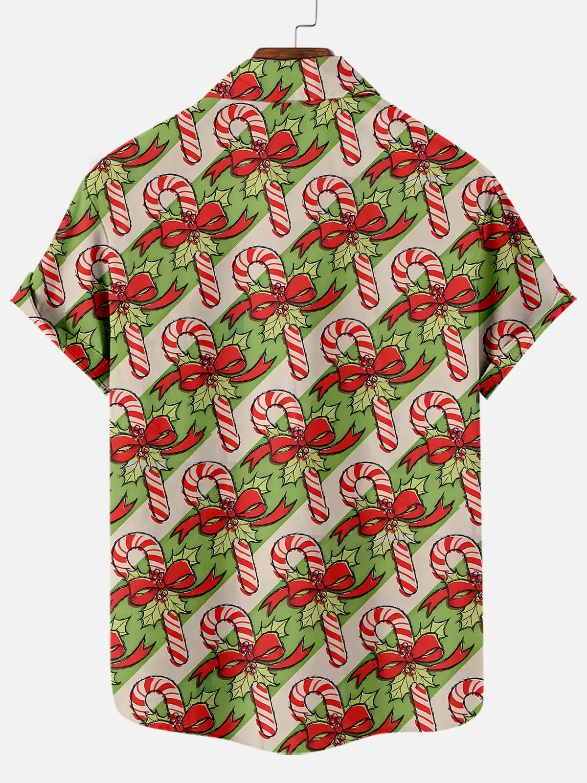 Men's Candy Cane and Holly Christmas Short Sleeve Shirt sold by Eleven Oasis product image thumbnail 2