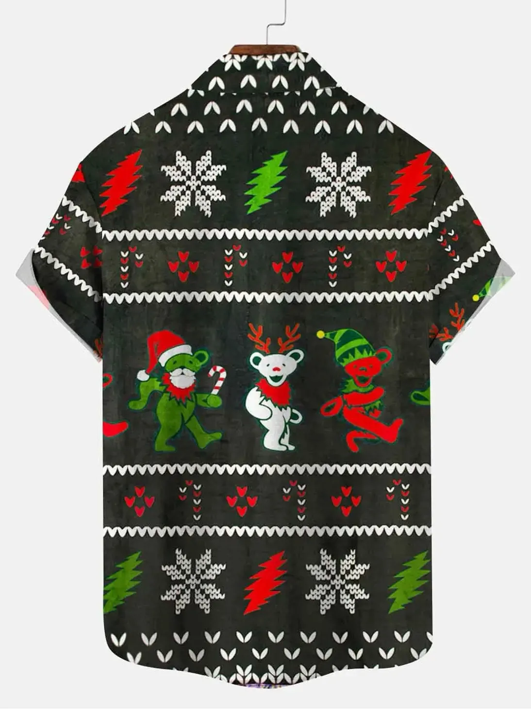 Men's Dancing Bears Ugly Christmas Short Sleeve Shirt sold by Eleven Oasis product image thumbnail 2