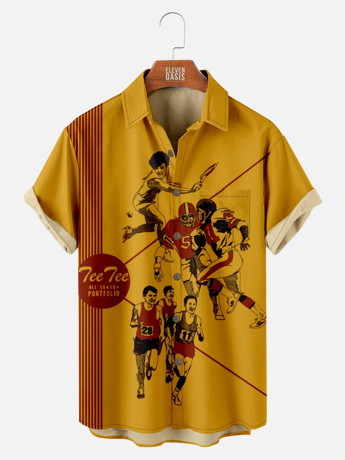 Men's Pee Chee Folder Inspired Nostalgia Short Sleeve Shirt with Chest Pocket sold by Eleven Oasis product image thumbnail 2