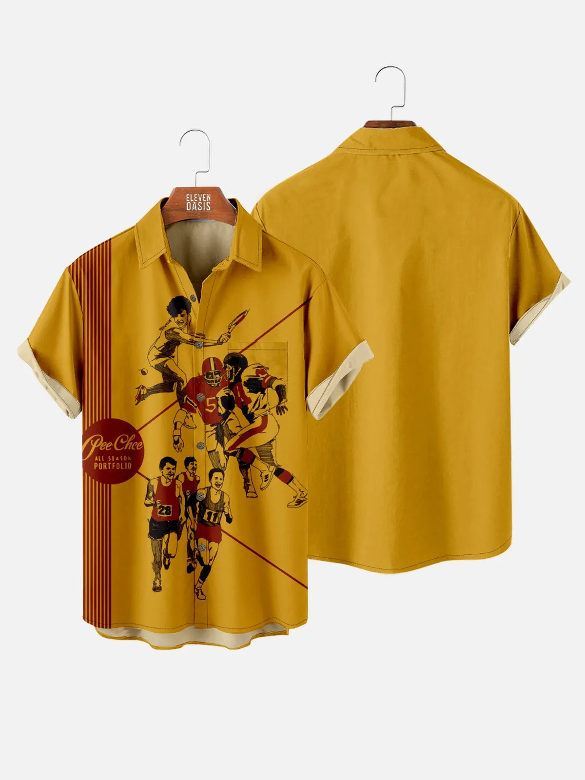 Men's Pee Chee Folder Inspired Nostalgia Short Sleeve Shirt with Chest Pocket sold by Eleven Oasis