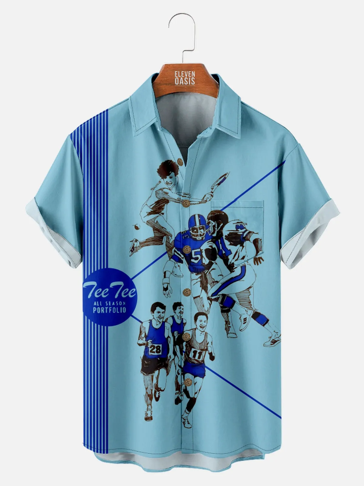 Men's Pee Chee Folder Inspired Nostalgia Short Sleeve Shirt with Chest Pocket sold by Eleven Oasis product image thumbnail 4