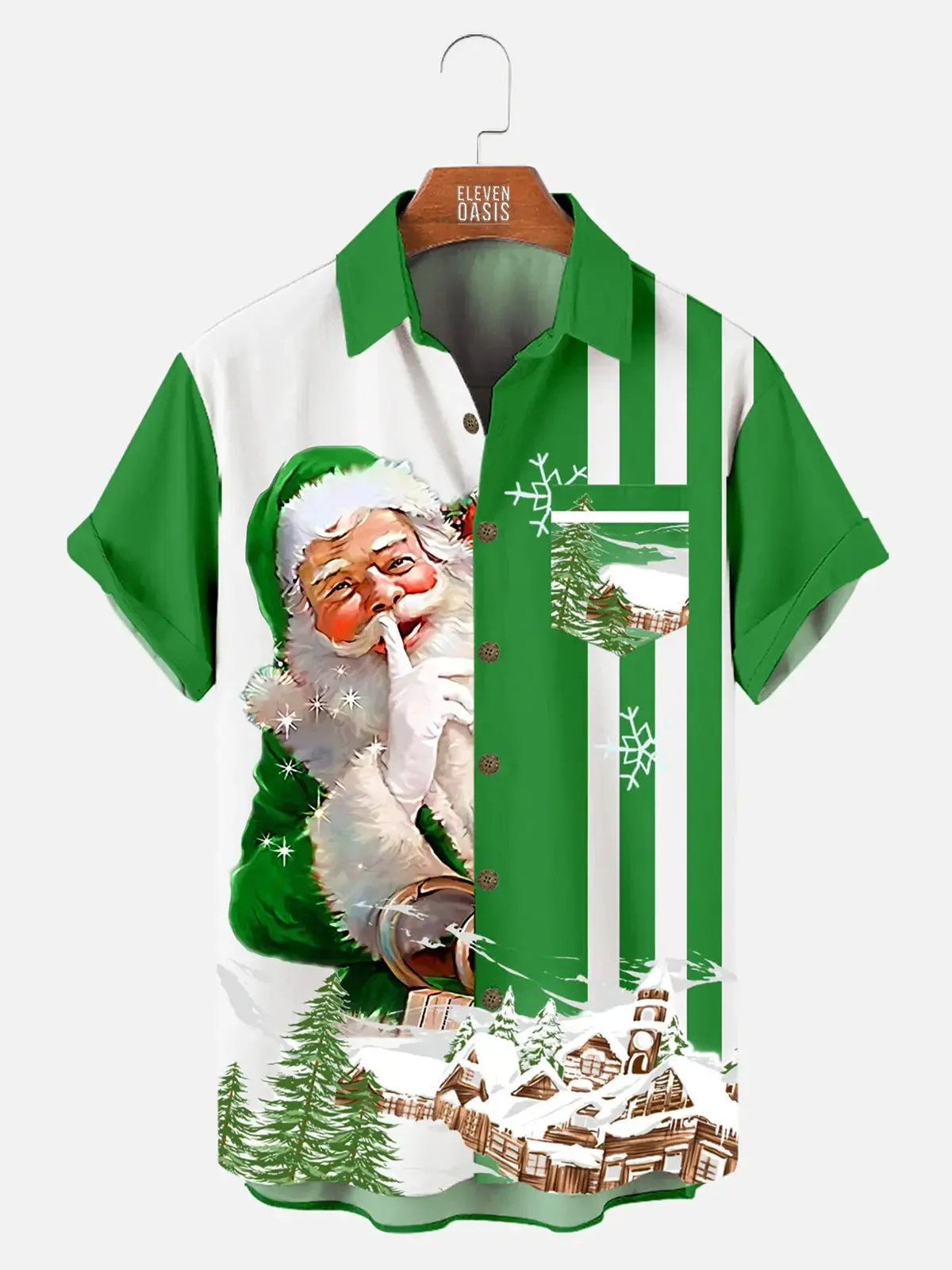 Men's Santa in the Village Short Sleeve Shirt sold by Eleven Oasis product image thumbnail 2