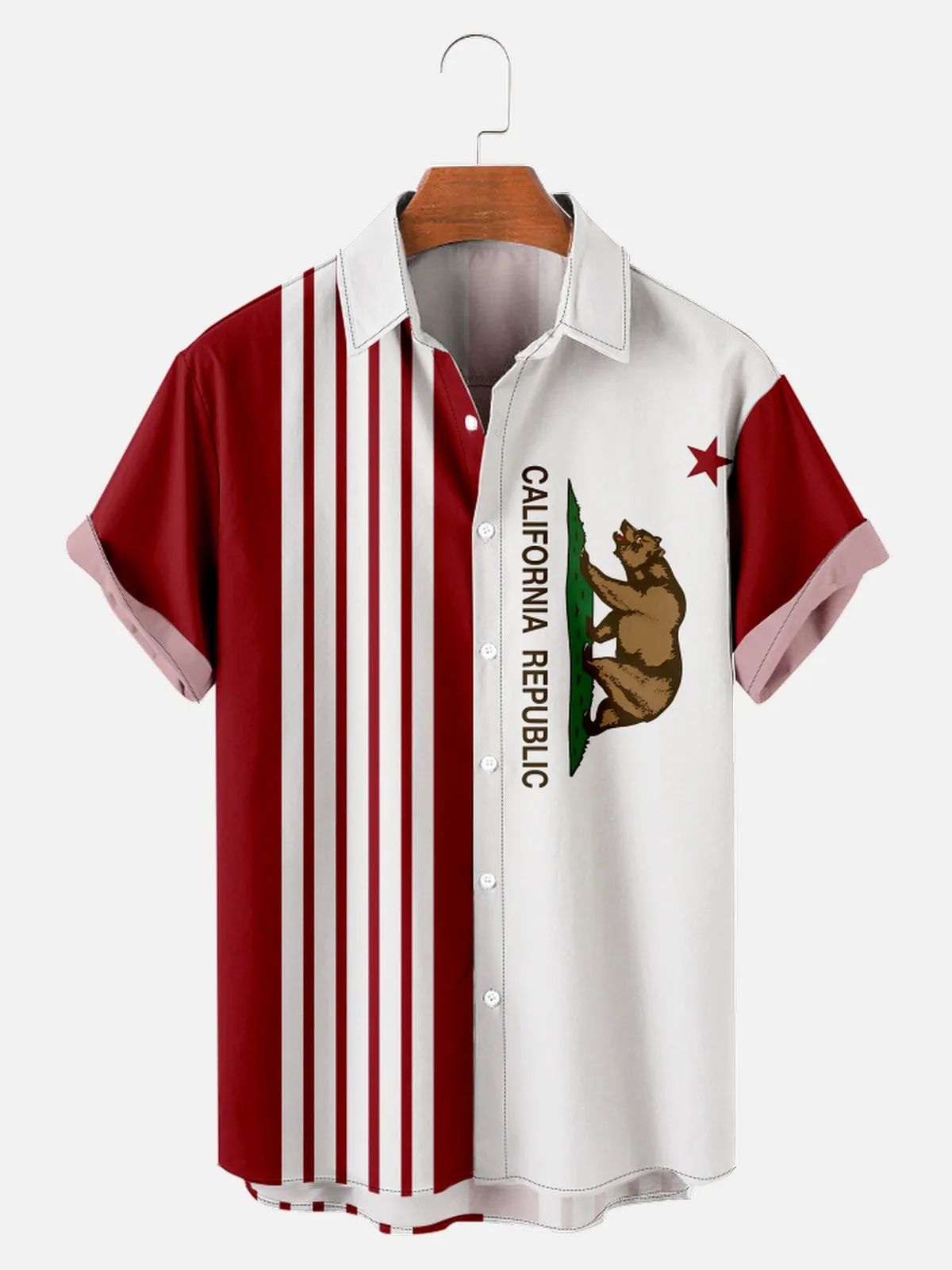 Men's California State Bowling Style Short Sleeve Shirt sold by Eleven Oasis