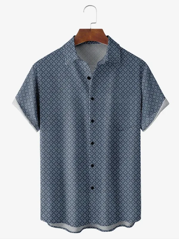 Tall Men's Subtle Pattern Design Short Sleeve Shirt sold by Eleven Oasis