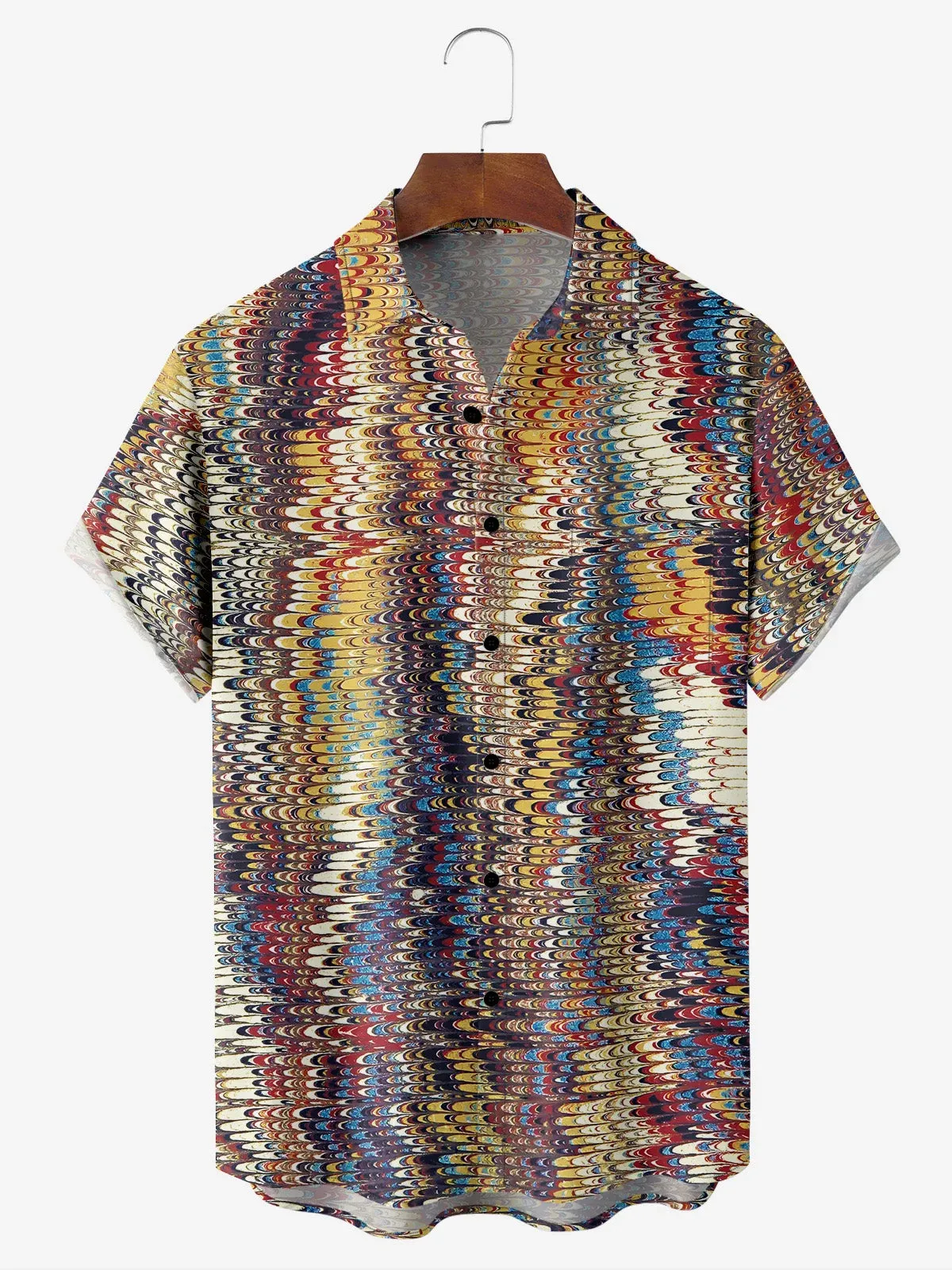 Tall Men's Abstract Wave Pattern Short Sleeve Shirt sold by Eleven Oasis