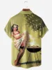 Tall Men's Vintage BBQ Pin-Up Americana Short Sleeve Shirt sold by Eleven Oasis
