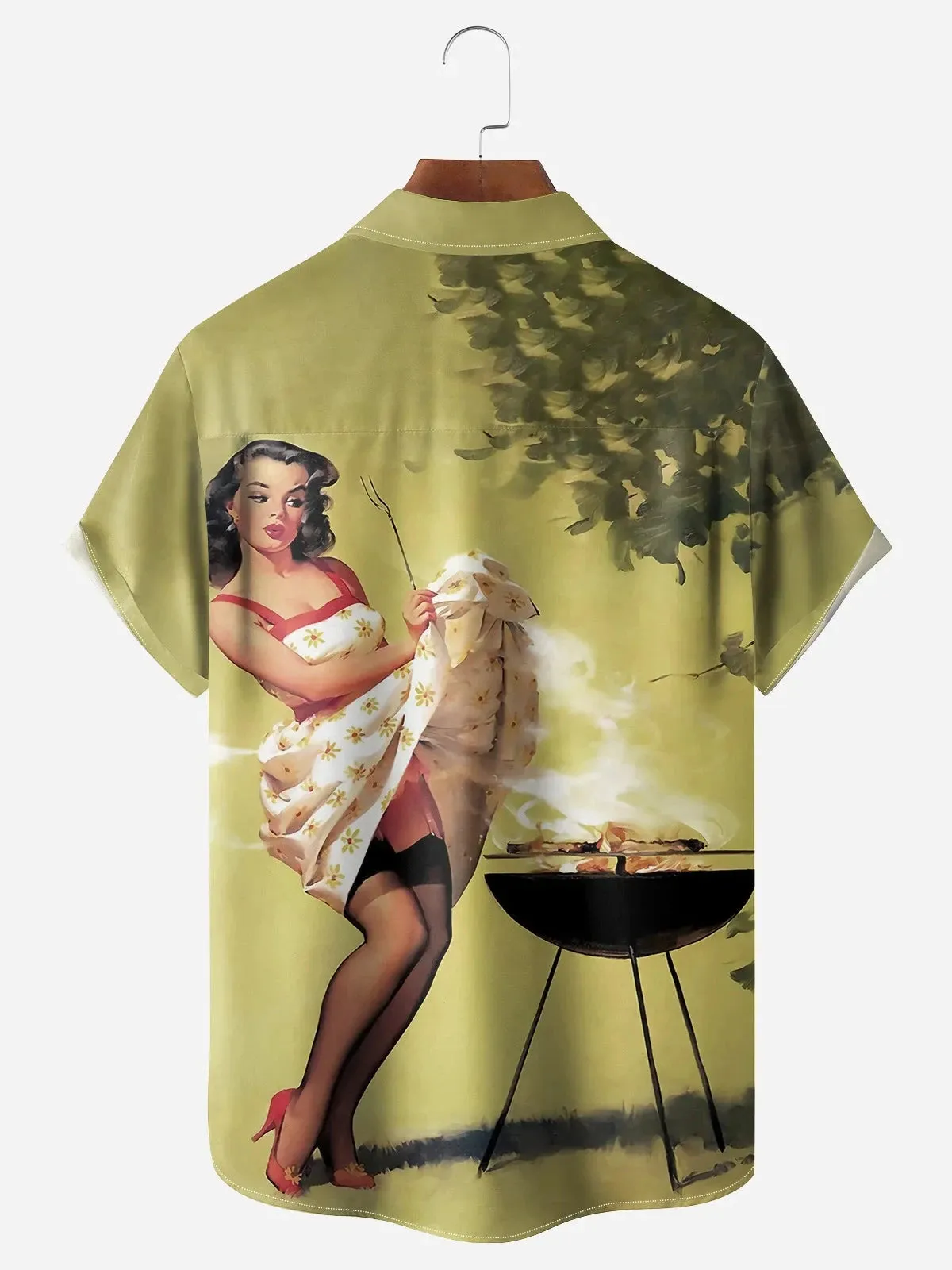 Tall Men's Vintage BBQ Pin-Up Americana Short Sleeve Shirt sold by Eleven Oasis product image thumbnail 2