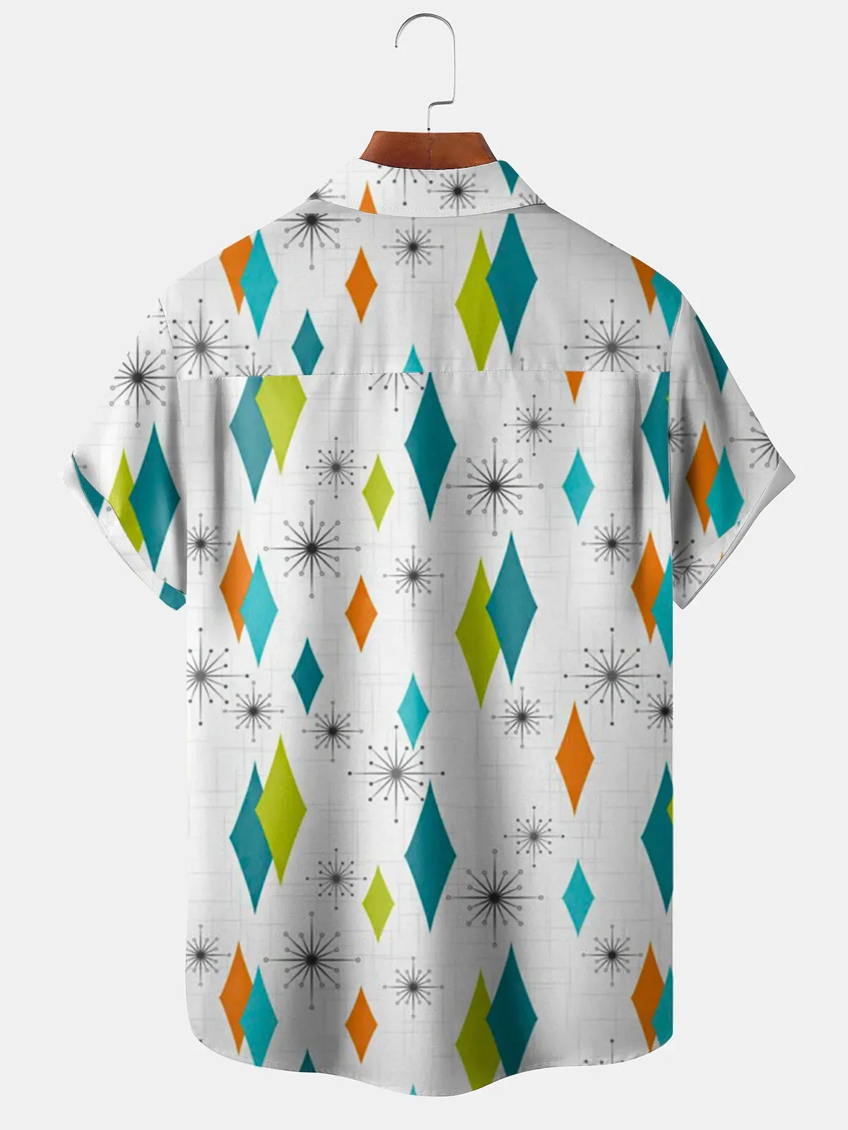Tall Men's Geometric Atomic Age Diamond Print Short Sleeve Shirt sold by Eleven Oasis product image thumbnail 2