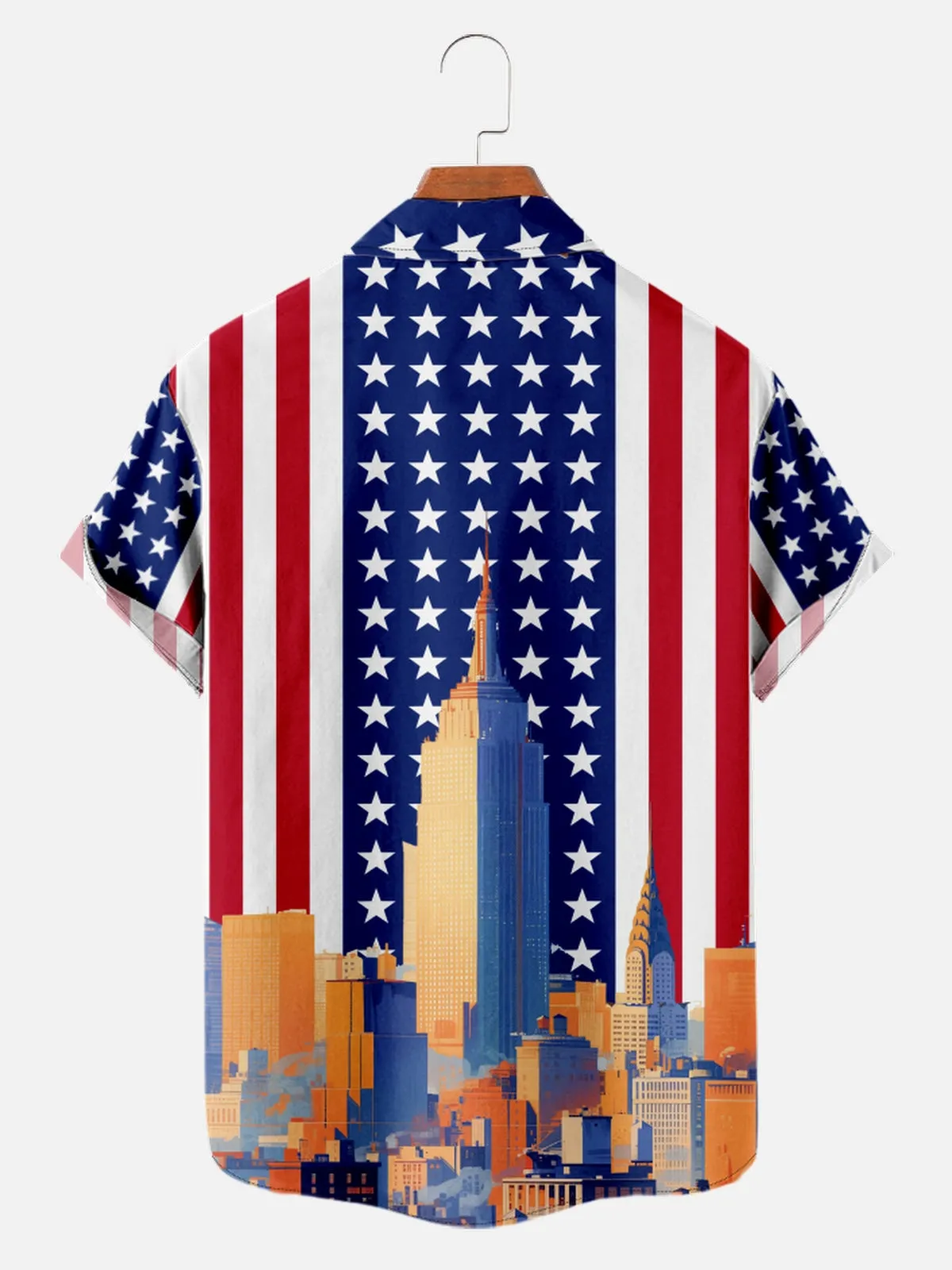 Men's New York Flag Skyline Short Sleeve Shirt sold by Eleven Oasis product image thumbnail 2