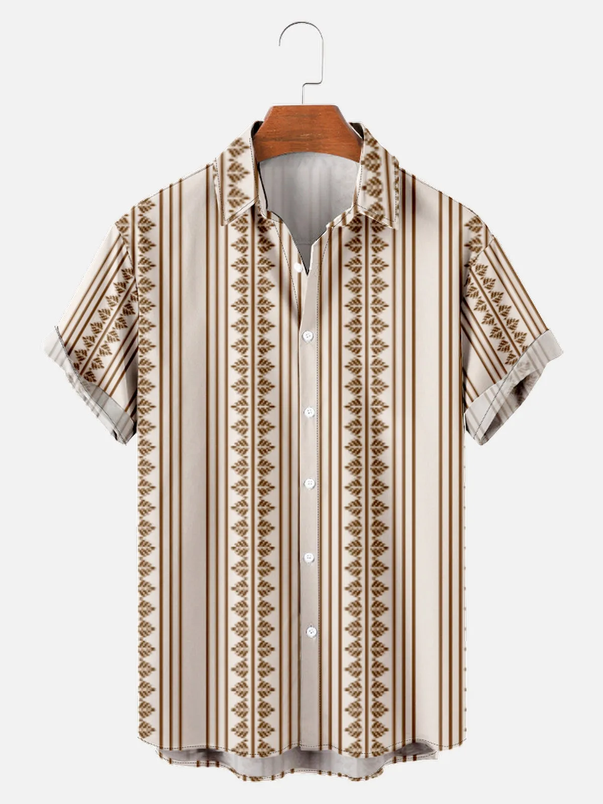 Men's Simple Pattern Striped Every Day Short Sleeve Shirt sold by Eleven Oasis
