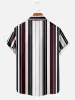 Men's Everyday Dark Red Black and White Striped Short Sleeve Shirt sold by Eleven Oasis