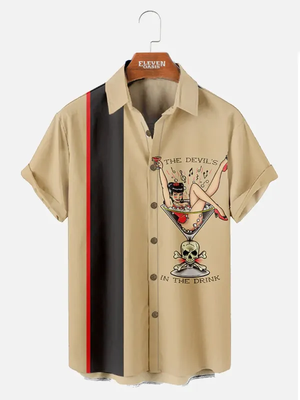 Men's Devil In The Drink Casual Short-Sleeve Shirt sold by Eleven Oasis