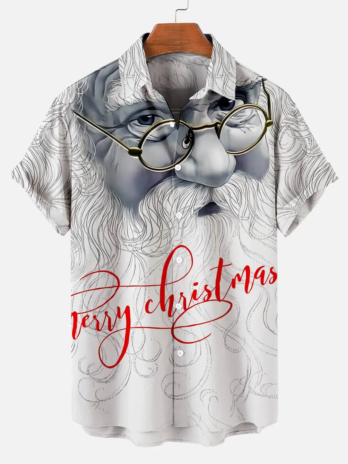 Men's short-sleeved shirt with Santa Claus illustration print sold by Eleven Oasis