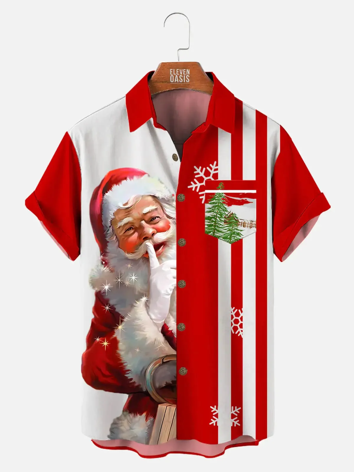 Men's Santa Claus Short Sleeve Shirt sold by Eleven Oasis