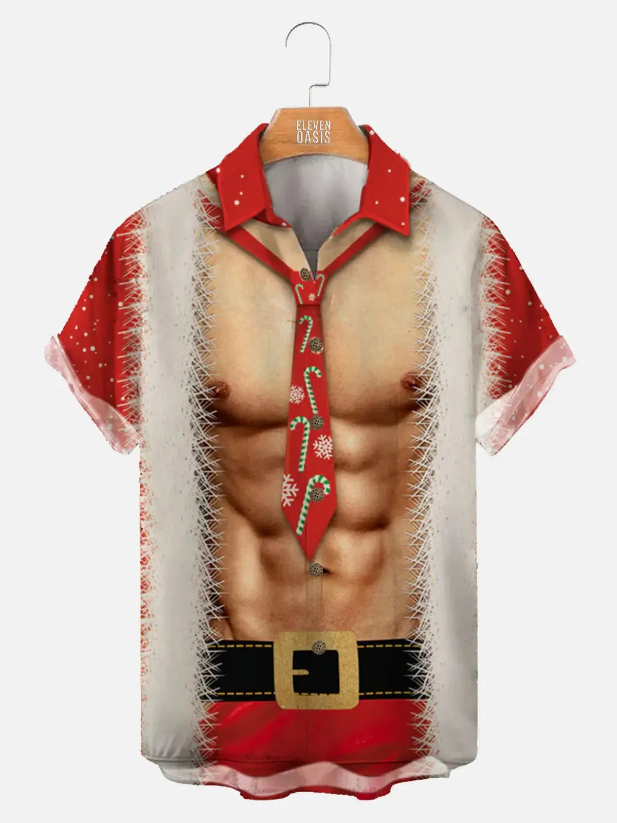 Christmas Muscle Santa Men's Short Sleeve Shirt sold by Eleven Oasis