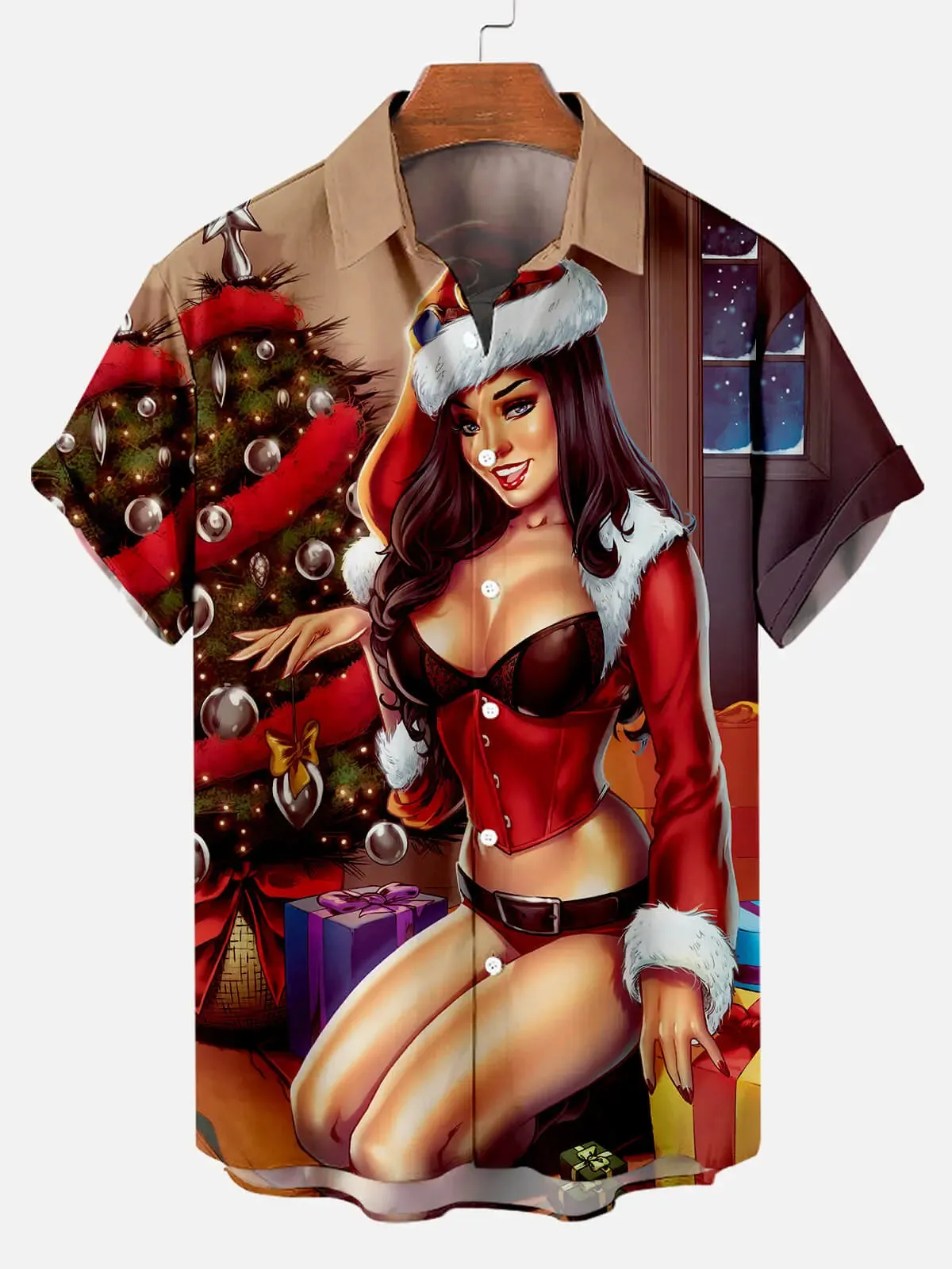 Men's Sexy Santa Beauty Short Sleeve Shirt sold by Eleven Oasis