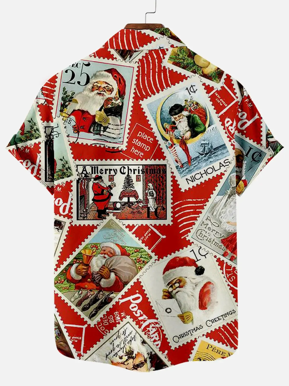 Men's Vintage Santa Stamps Short Sleeve Shirt sold by Eleven Oasis product image thumbnail 2