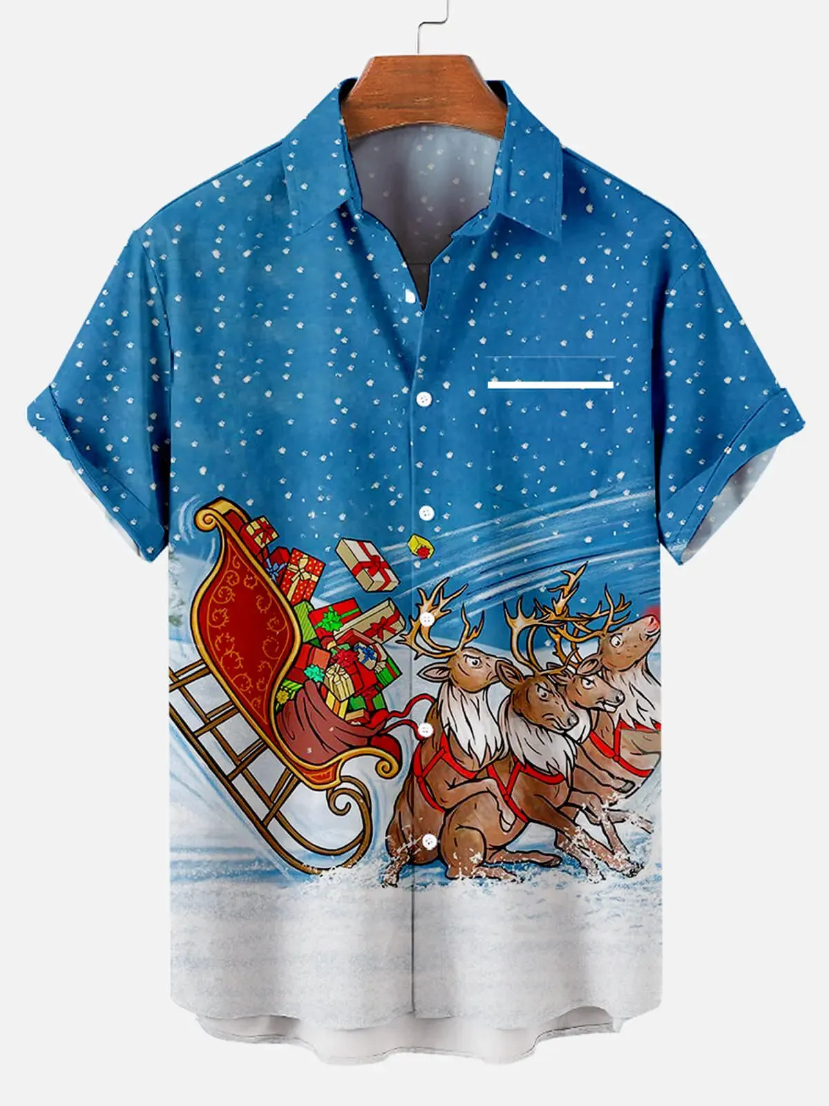 Men's Reindeer Wipeout Short Sleeve Shirt sold by Eleven Oasis