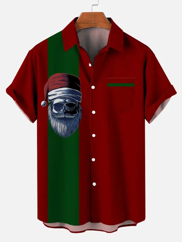 Men's Cool Santa Skull Short Sleeve Shirt sold by Eleven Oasis