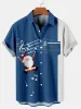 Men's Santa Musical Notes Christmas Short Sleeve Shirt sold by Eleven Oasis