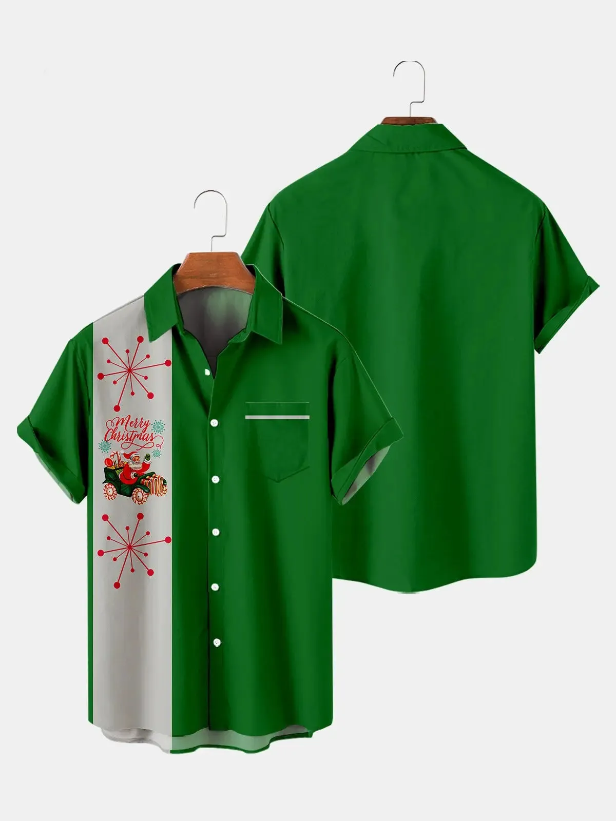 Men's Merry Christmas Hot Rod Santa Short Sleeve Shirt sold by Eleven Oasis product image thumbnail 3