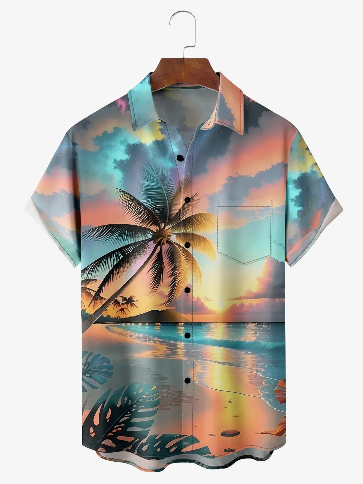 Men's Tropical Sunset Paradise Short Sleeve Shirt sold by Eleven Oasis