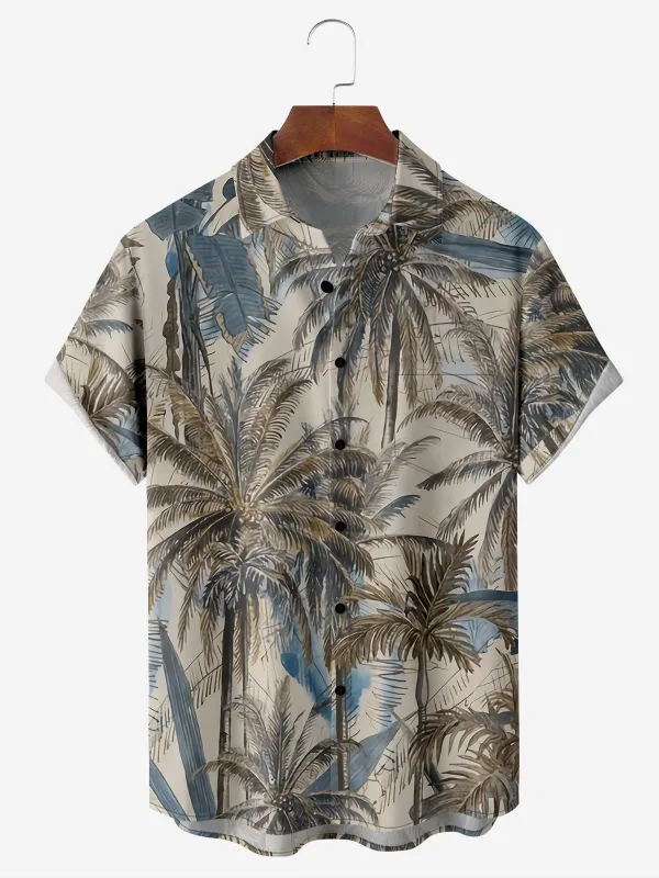 Men's Vintage Botanical Palm Resort Short Sleeve Shirt sold by Eleven Oasis