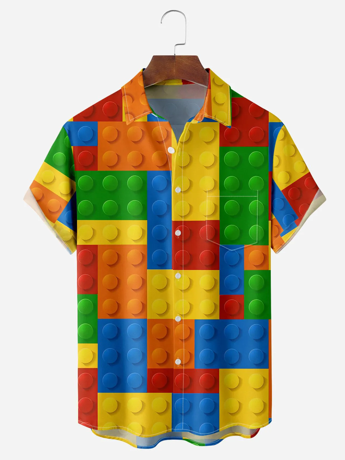 Men's Building Block Pattern Short Sleeve Shirt sold by Eleven Oasis