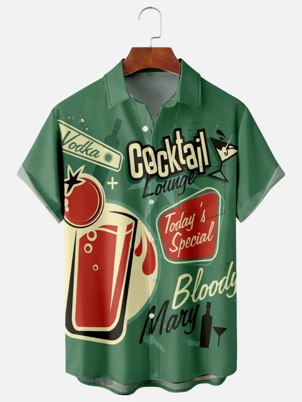 Men's Bloody Mary Cocktail Short Sleeve Casual Shirt sold by Eleven Oasis