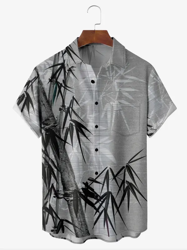 Men's Bamboo Print Short Sleeve Casual Shirt sold by Eleven Oasis