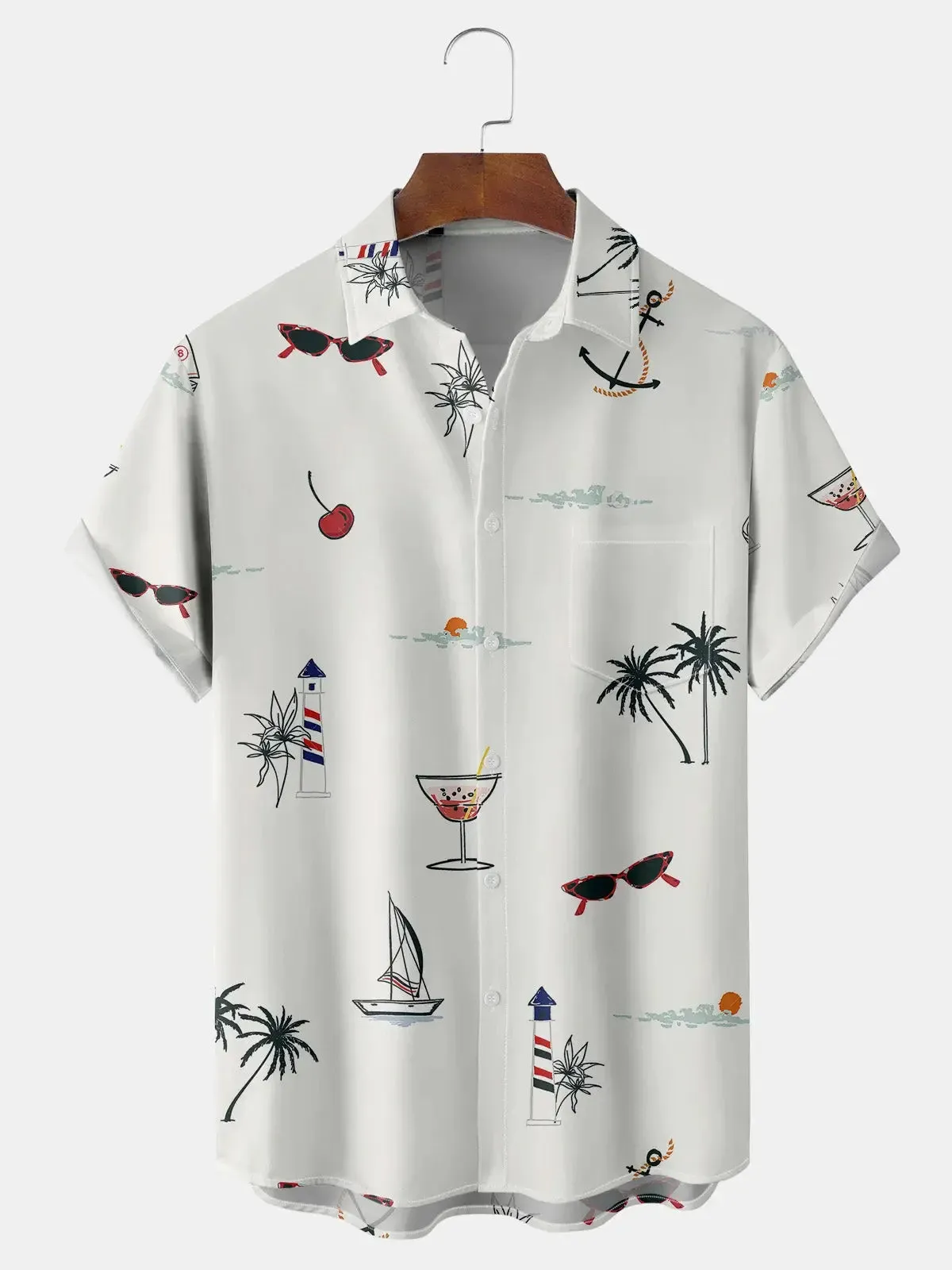 Men's Vacation Vibes Scattered Print Hawaiian Short Sleeve Shirt sold by Eleven Oasis
