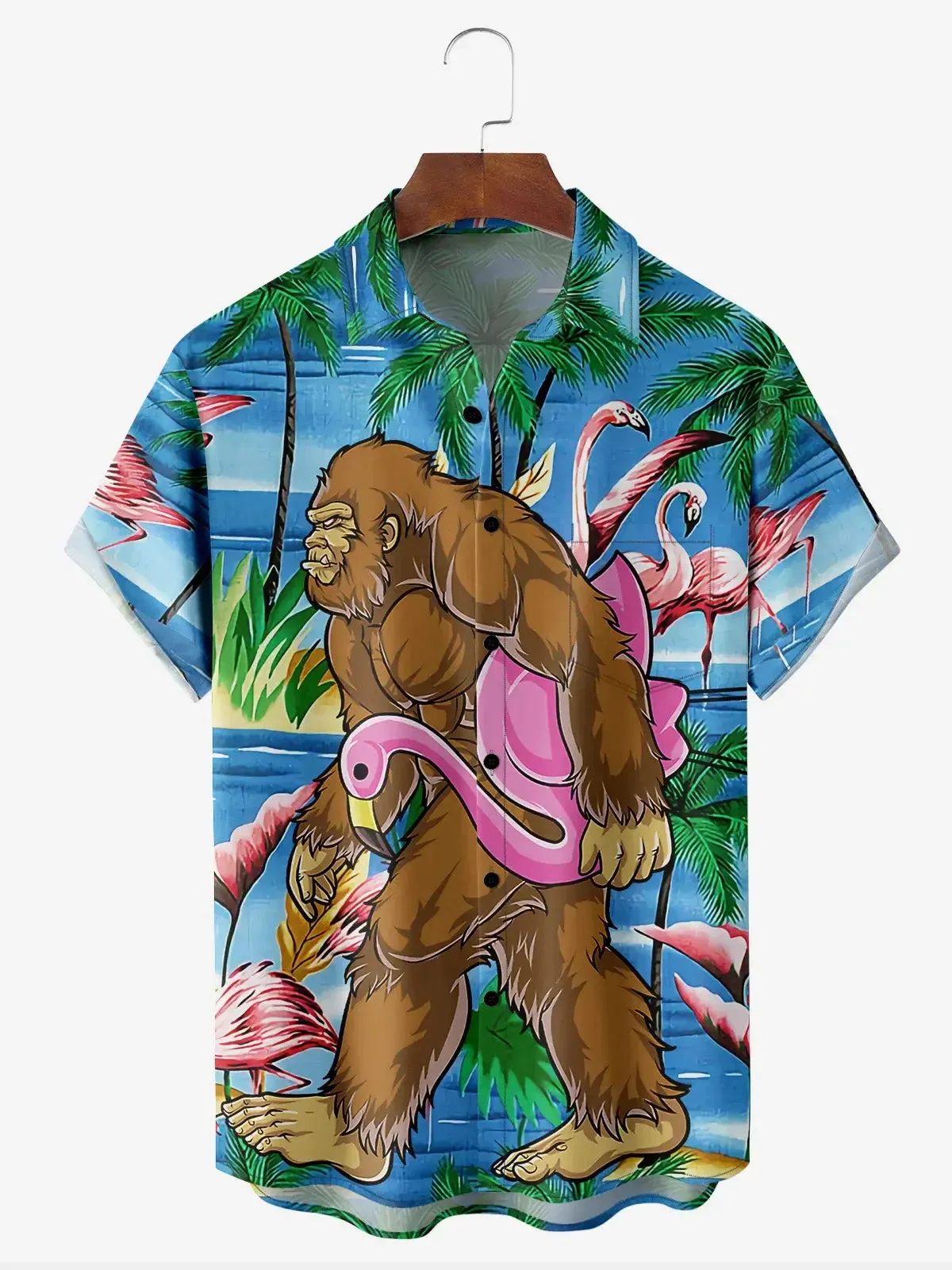 Men's Sasquatch Beach Party Hawaiian Short Sleeve Shirt sold by Eleven Oasis