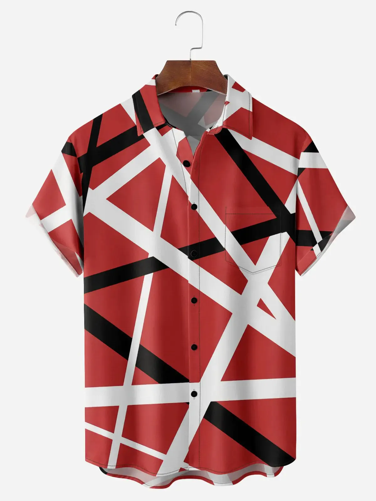 Men's Abstract Geometric Lines Short Sleeve Shirt sold by Eleven Oasis