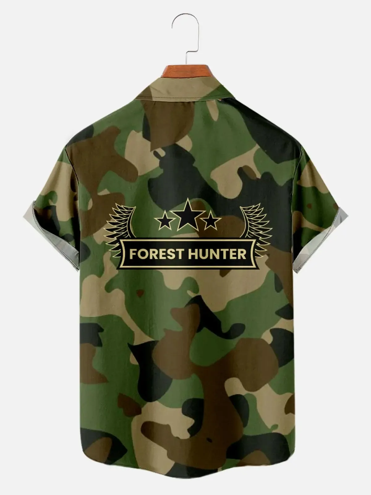 Men's Woodland Camouflage Short Sleeve Shirt sold by Eleven Oasis product image thumbnail 2