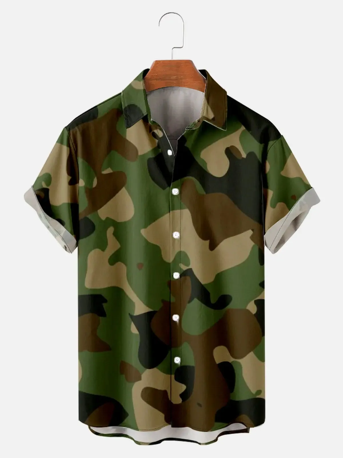 Men's Woodland Camouflage Short Sleeve Shirt sold by Eleven Oasis