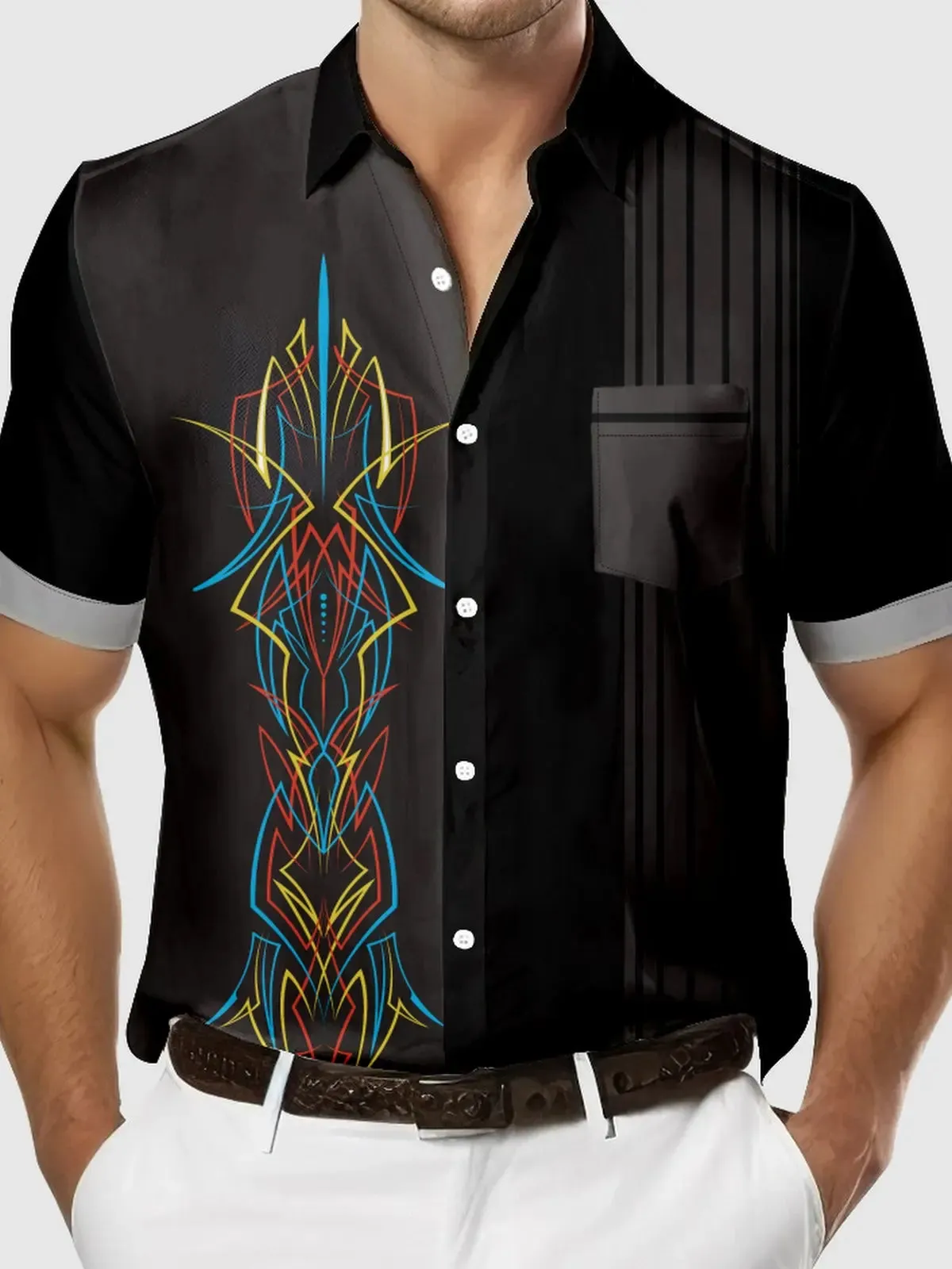 Men's Automotive Stripe Short Sleeve Shirt sold by Eleven Oasis product image thumbnail 5