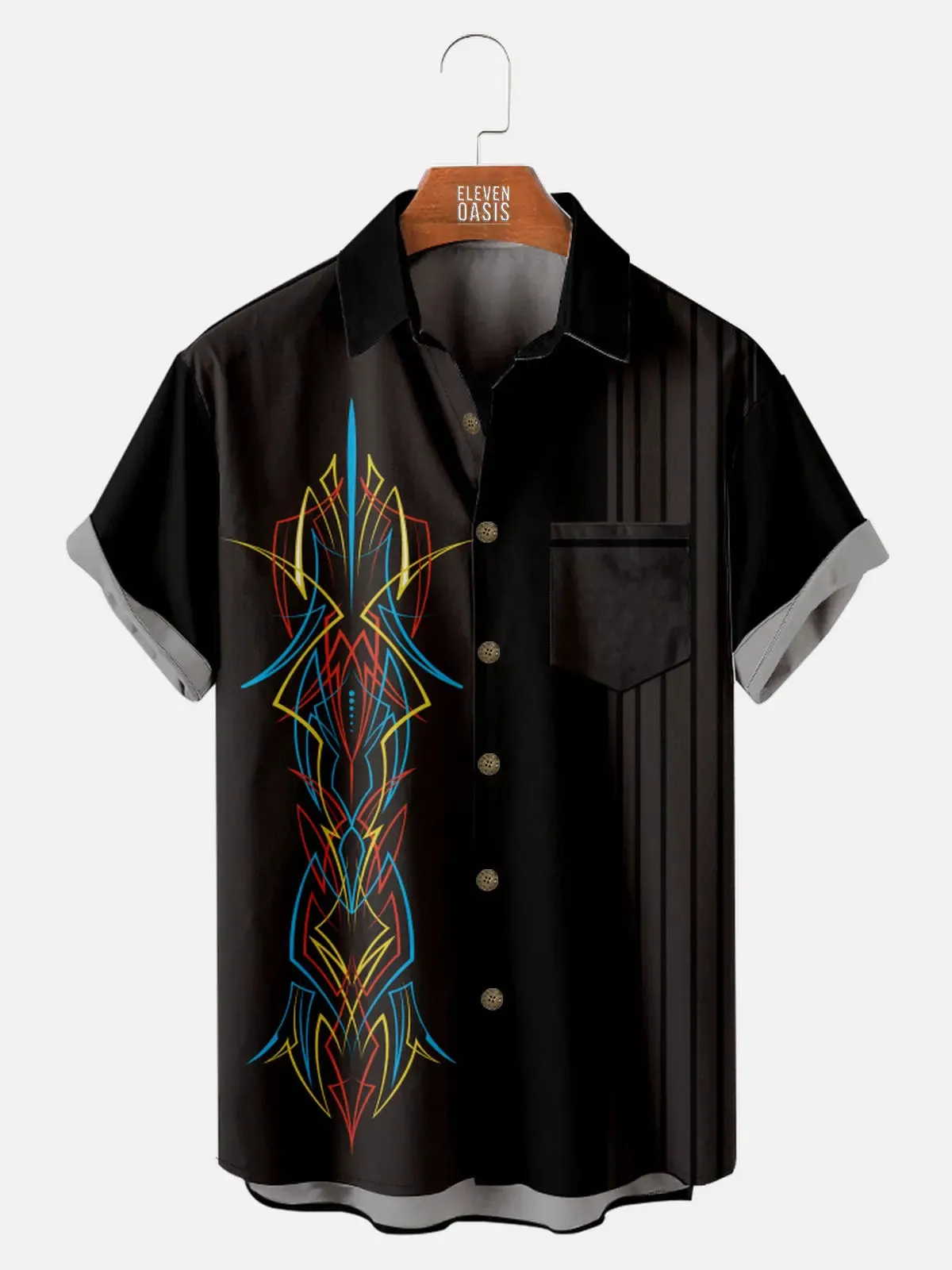 Men's Automotive Stripe Short Sleeve Shirt sold by Eleven Oasis product image thumbnail 3