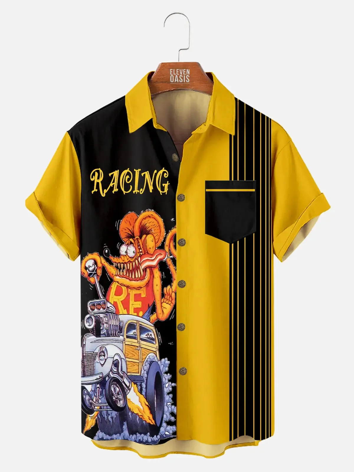 Men's Automotive Stripe Rat Fink Short Sleeve Shirt sold by Eleven Oasis product image thumbnail 5