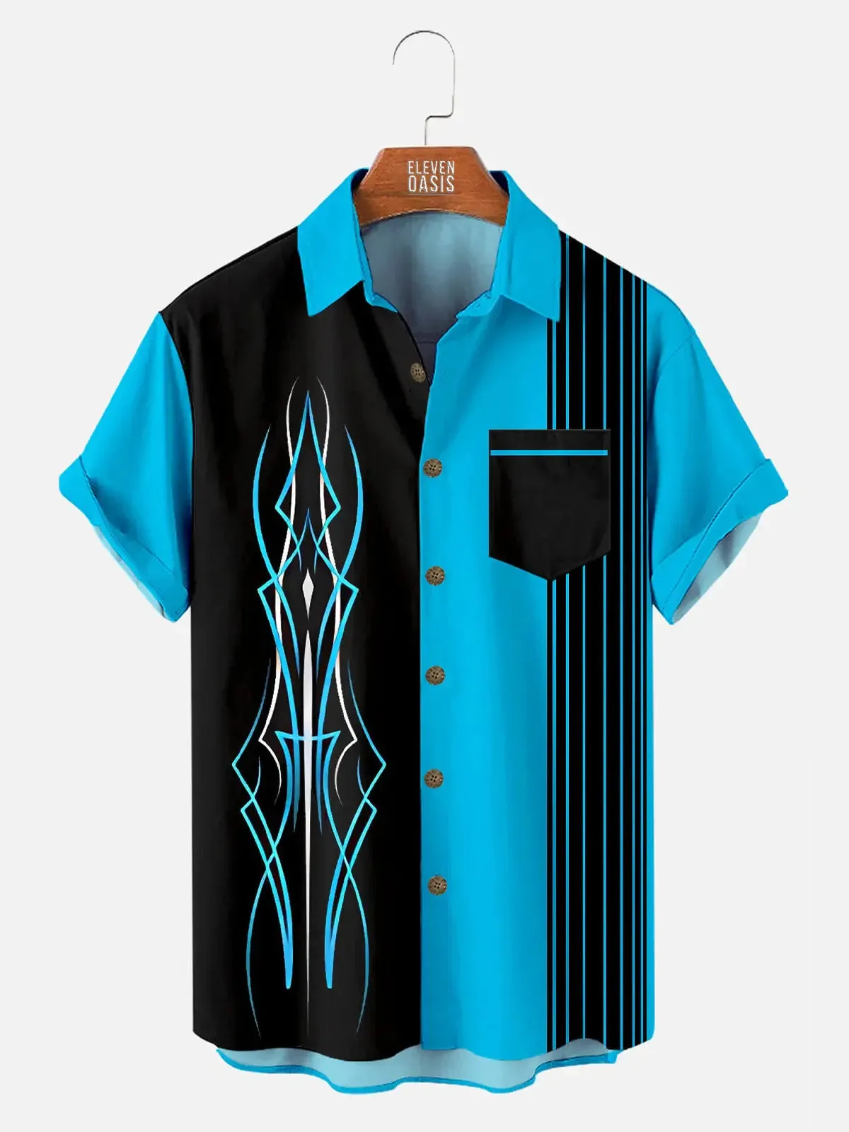 Men's Automotive Stripe Short Sleeve Pocket Shirt sold by Eleven Oasis product image thumbnail 3