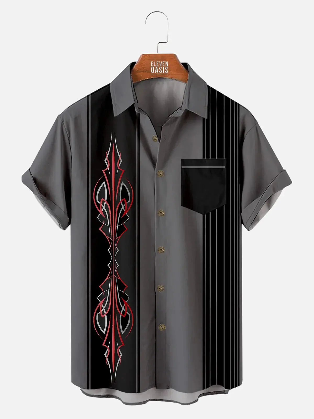 Men's Automotive Stripe Short Sleeve Pocket Shirt sold by Eleven Oasis