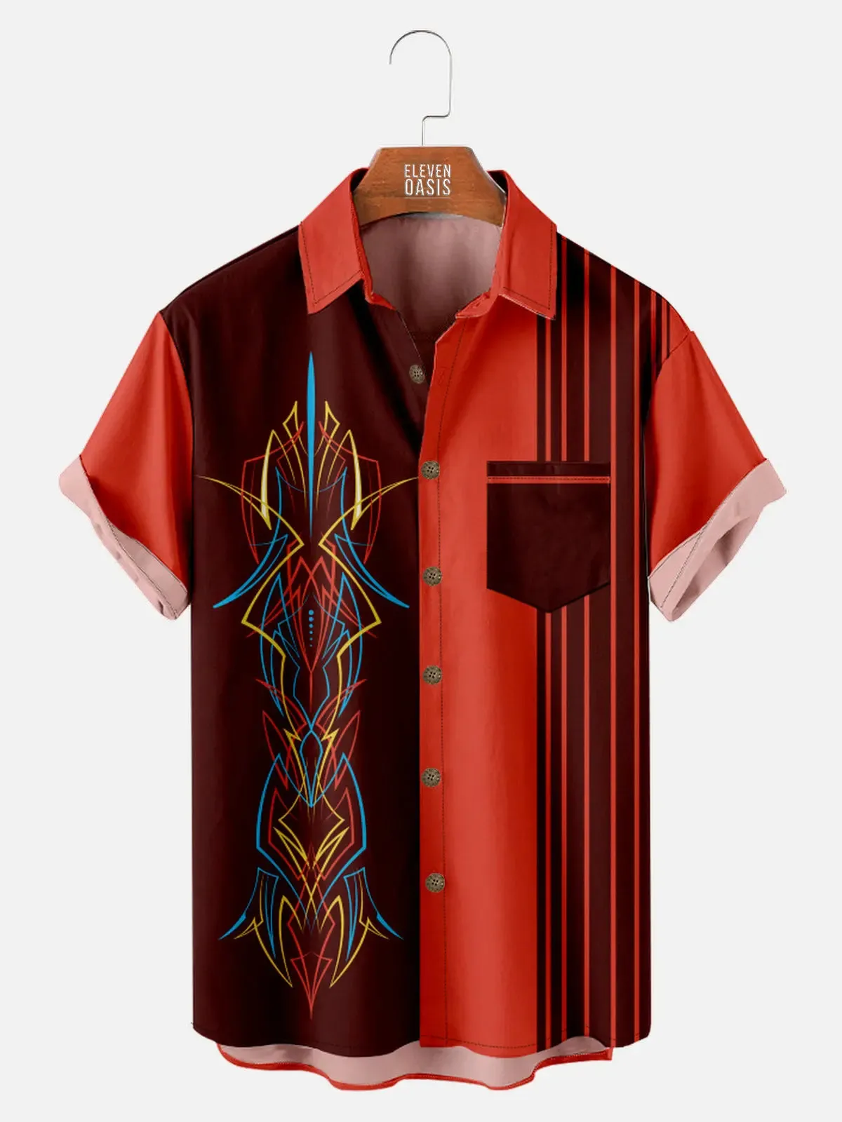 Men's Vintage Car Stripe Short Sleeve Shirt sold by Eleven Oasis product image thumbnail 2