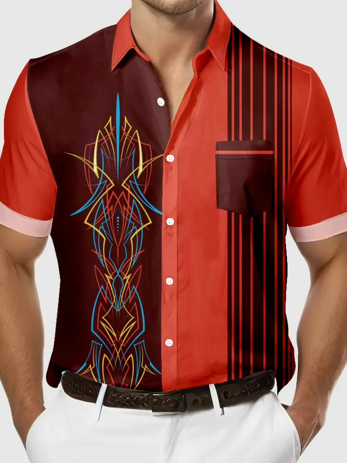 Men's Vintage Car Stripe Short Sleeve Shirt sold by Eleven Oasis product image thumbnail 4