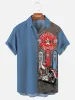 Men's Motorcycle Gas Station Printed Short Sleeve Shirt sold by Eleven Oasis